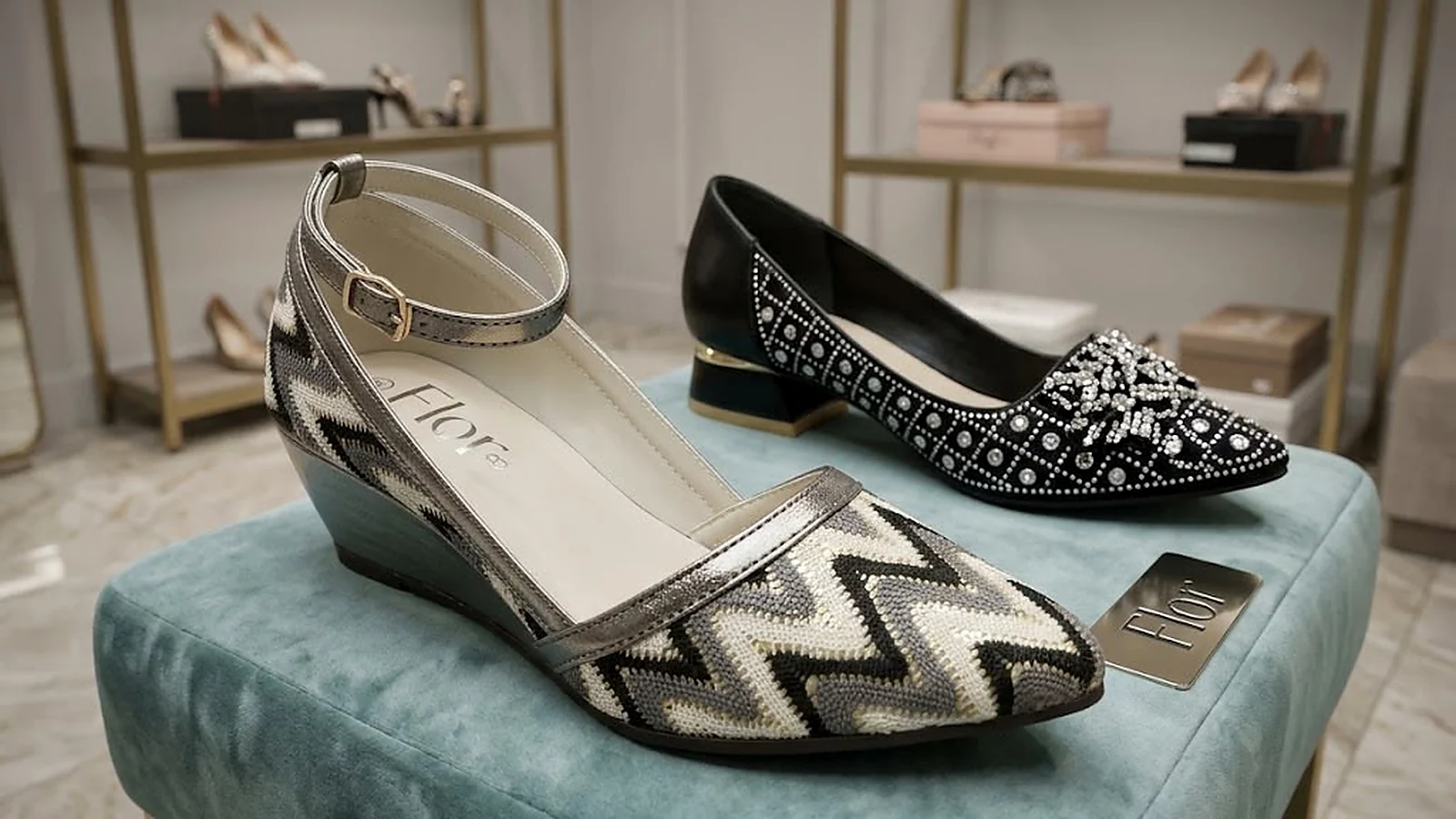 Chevron Woven Wedge Heels – Silver Ankle Strap, women's shoes