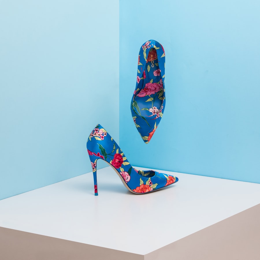 Blue Floral Stilettos, women's shoes