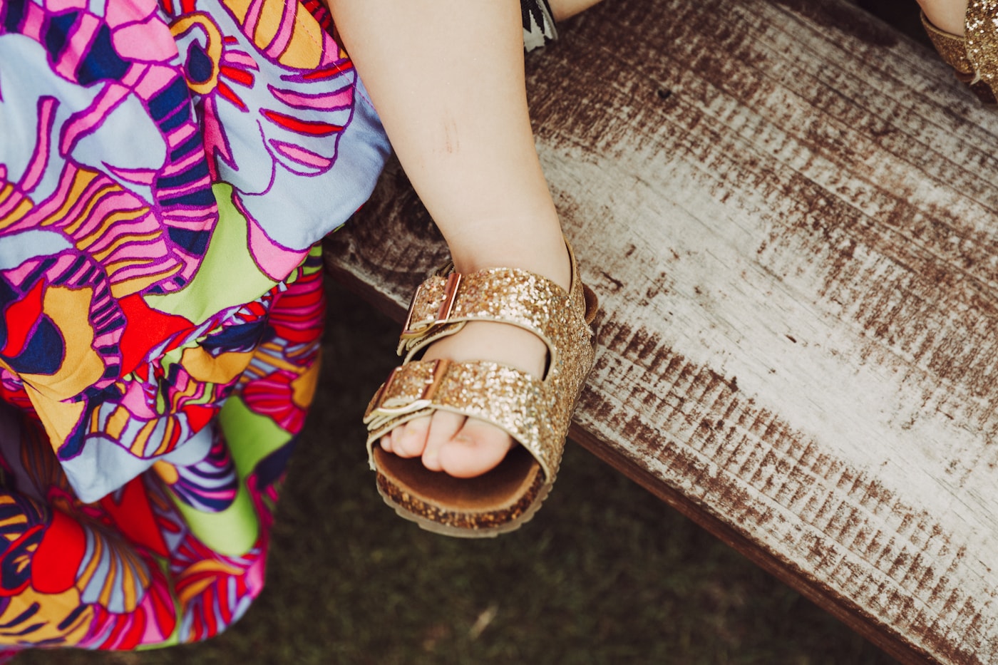 Girls Gold Glitter Slides, kids' shoes