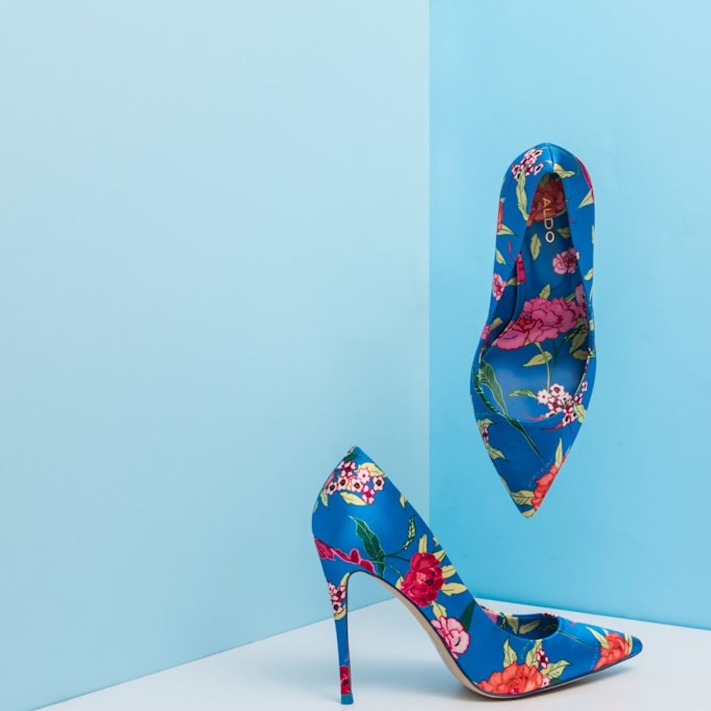 Blue Floral Stilettos, detail view 3