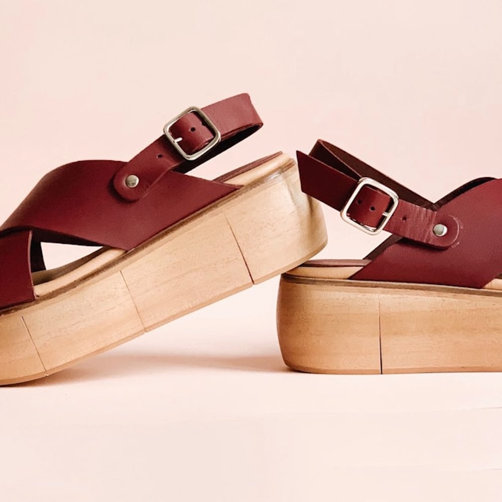 Burgundy Platform Sandals, detail view 4
