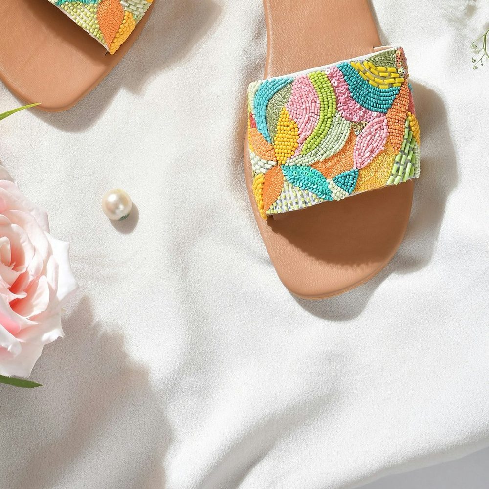 Embroidered Slide Sandals, detail view 4