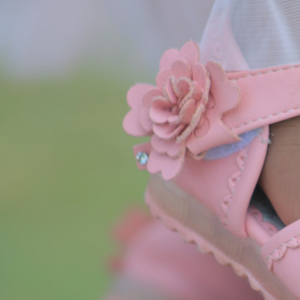 Girls Pink Flower Sandals, detail view 3