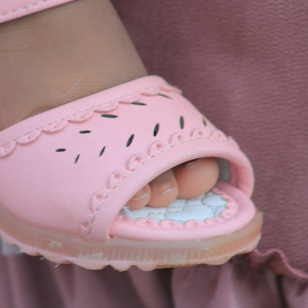 Girls Pink Flower Sandals, detail view 4