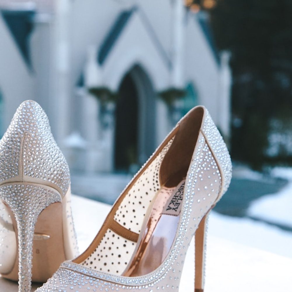 Silver Glitter Bridal Heels, detail view 4