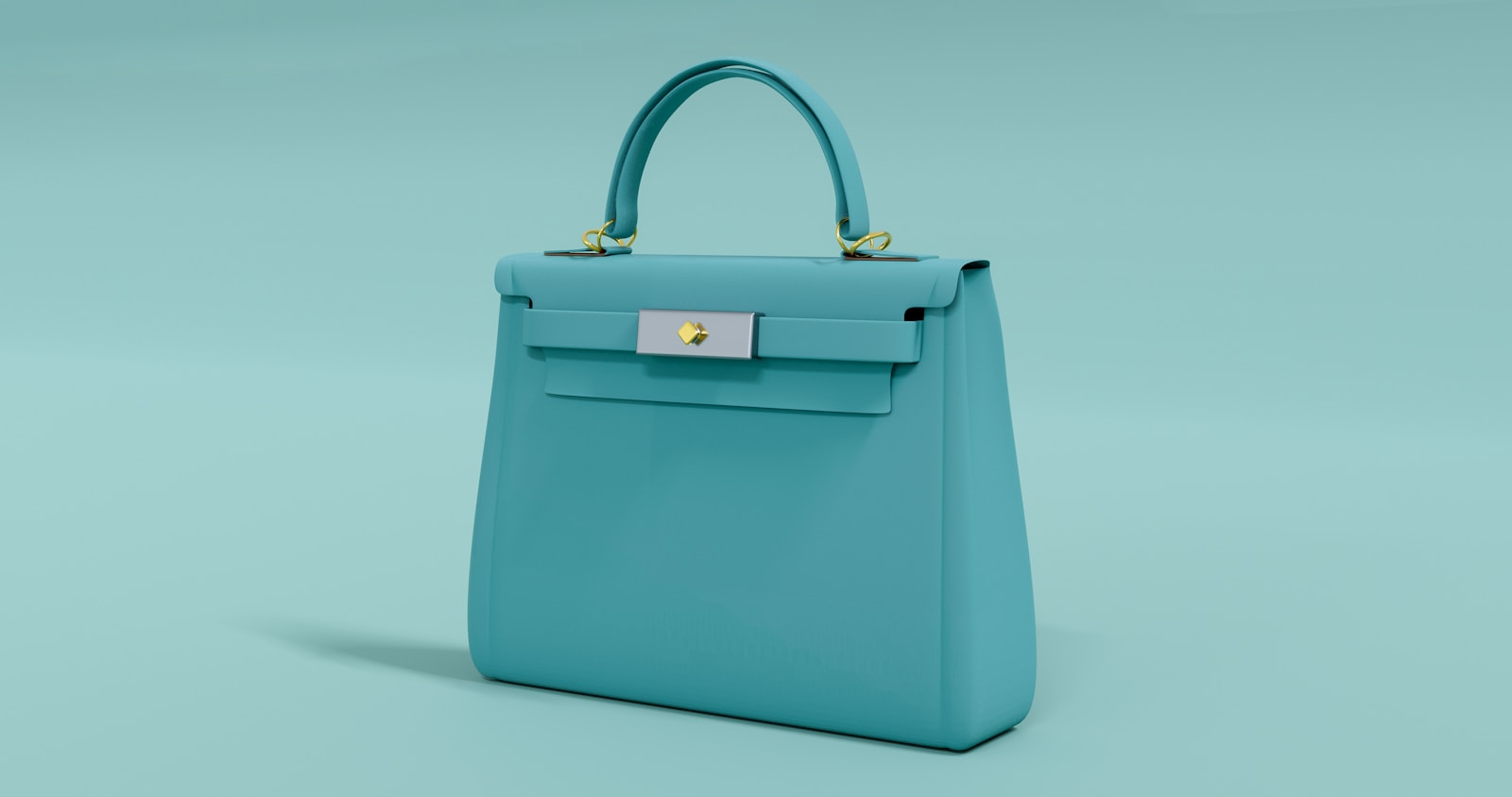 Turquoise top handle bag